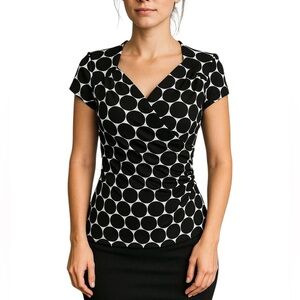 Maurices Medium Polka Dot Black White Capped Sleeve Pinup Shirt